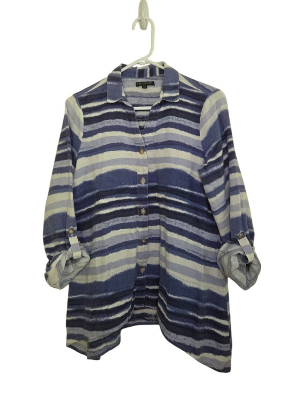 Women's For Cynthia Linen Blend Button Front Top Sz Small
